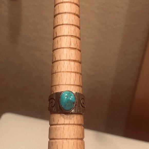 South west ring silver and turquoise - Picture 1 of 8